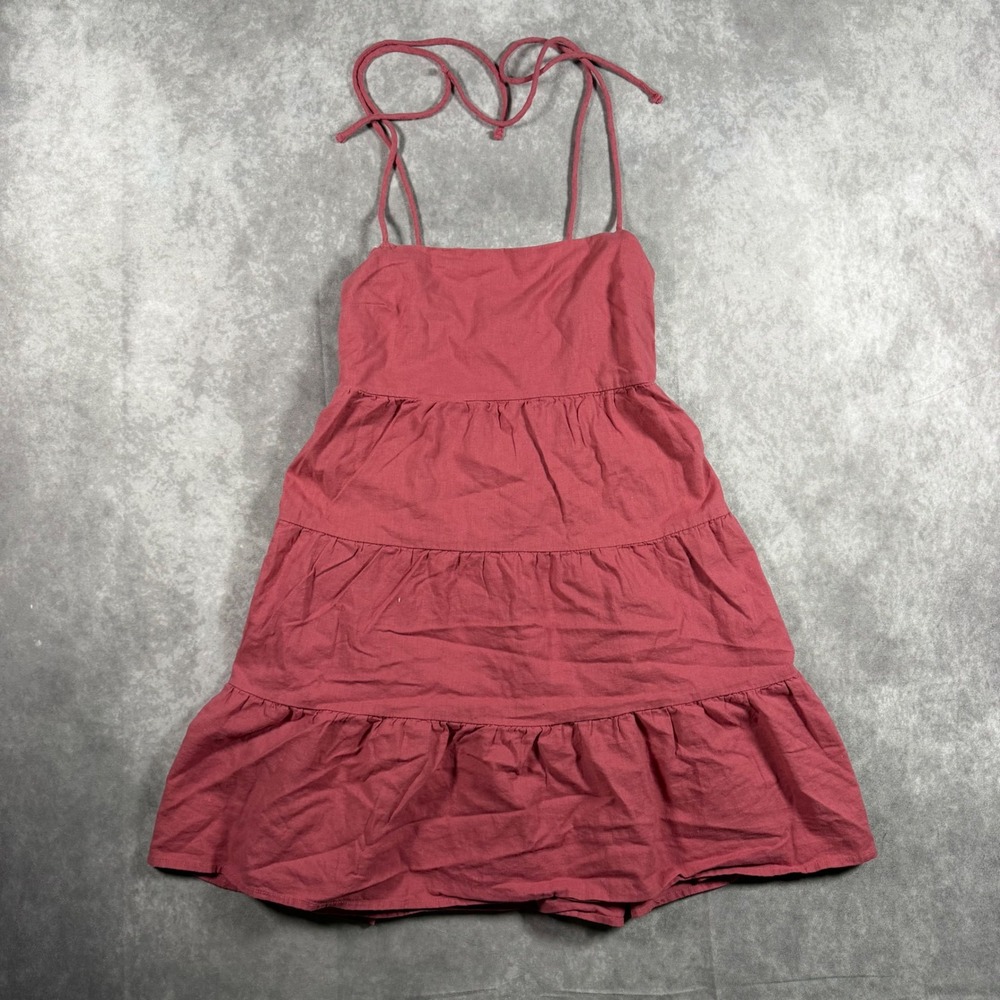 Abercrombie & Fitch Pink Tiered Mini Sundress Smocked Back Small Cottagecore